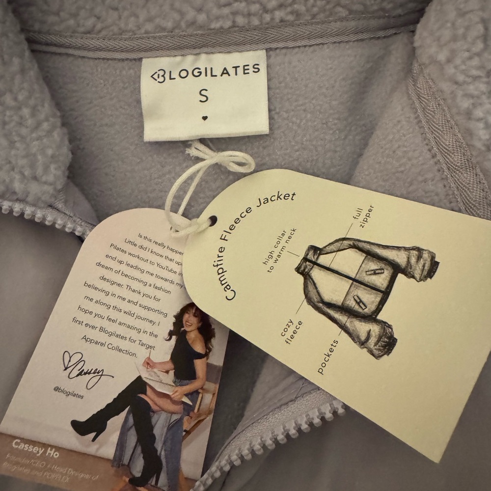 Blogilates Women's Campfire Fleece Full Zip Jacket Evening Haze Light Purple - Picture 5 of 6